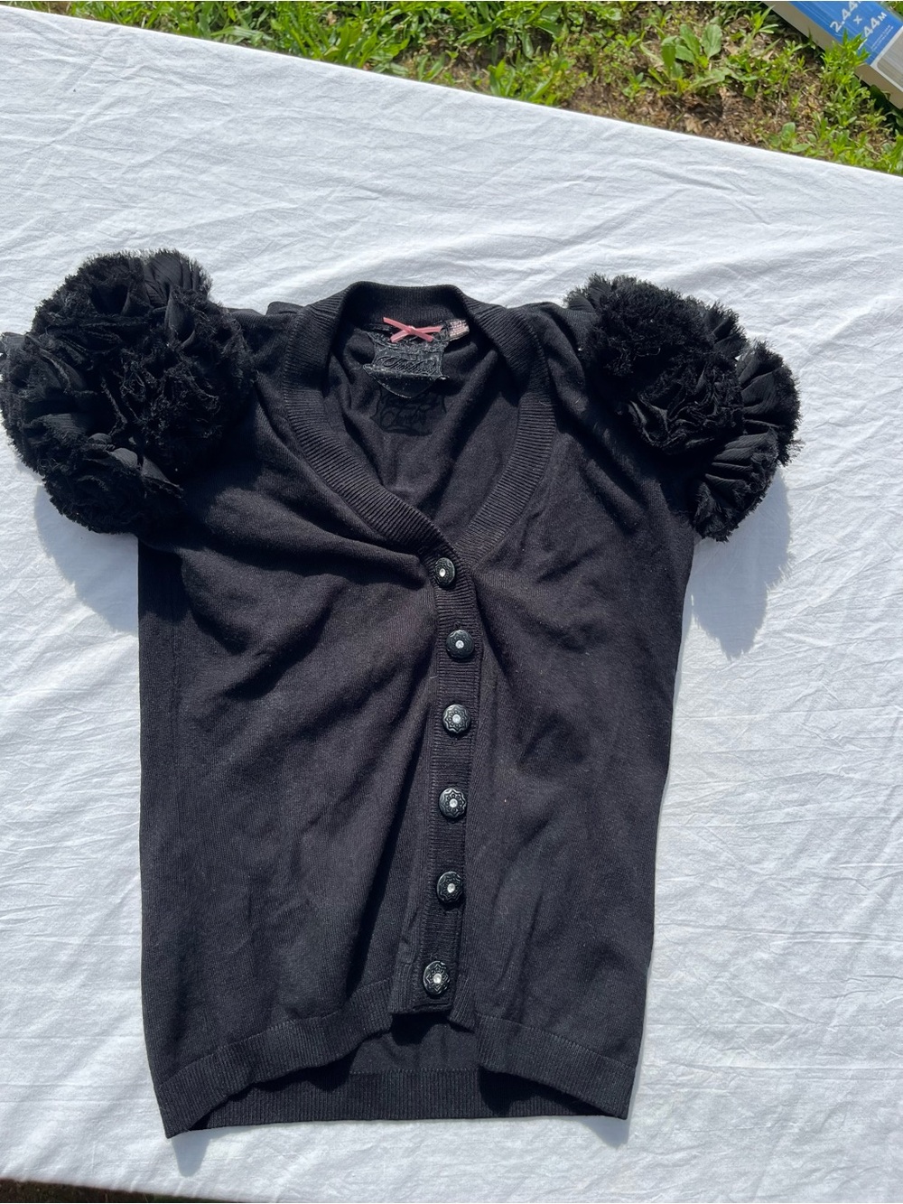 Twelve by twelve Black Puff Sleeve Button Cardigan size Xs